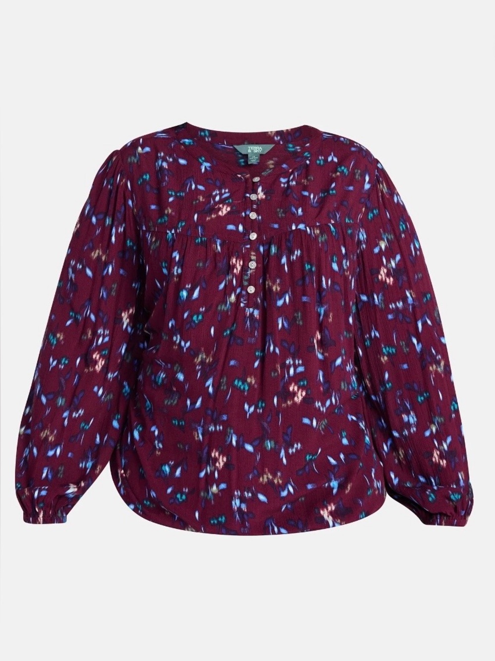 Terra & Sky Peasant Blouse Size 4X